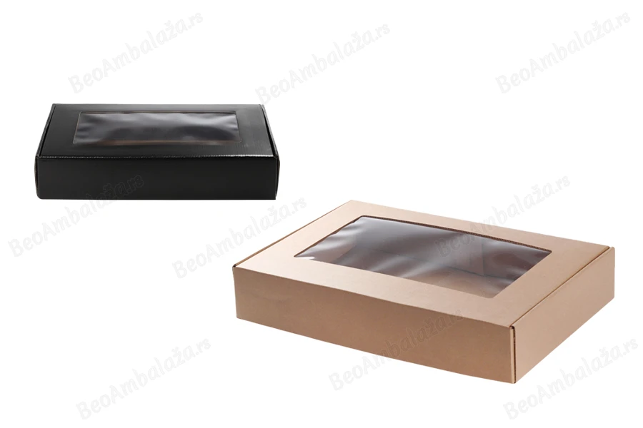 Kutija od kraft papira 400x250x70mm sa prozorom - 20 kom-slika_proizvoda