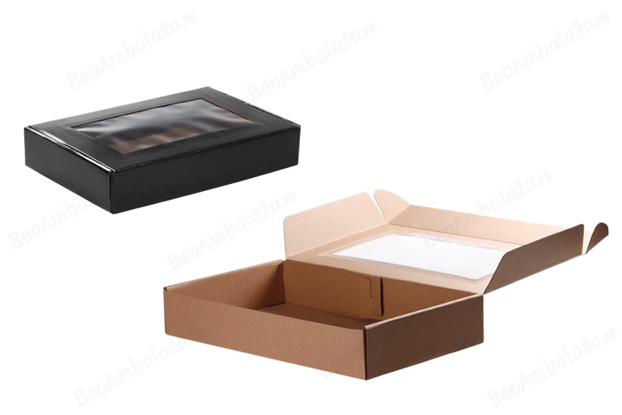 Kutija od kraft papira 400x250x70mm sa prozorom - 20 kom-dimenzije_slike