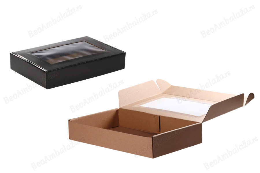 Kutija od kraft papira 400x250x70mm sa prozorom - 20 kom-dimenzije_slike