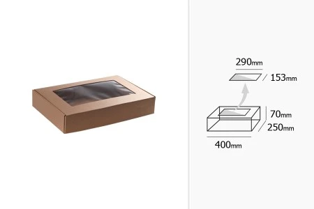 Kutija od kraft papira 400x250x70mm sa prozorom - 20 kom-3