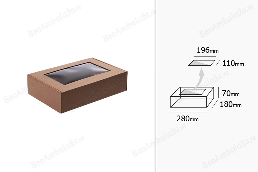 Kutija od kraft papira 280x180x70mm sa prozorom - 20 kom-grupa_slika