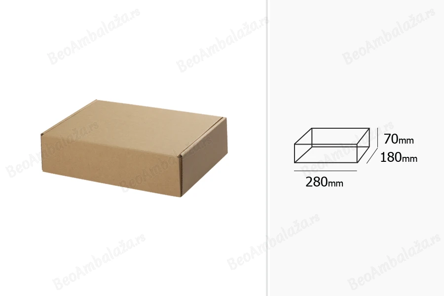 Kutija od kraft papira 280x180x70mm bez prozora - 20 kom-dimenzije_slike