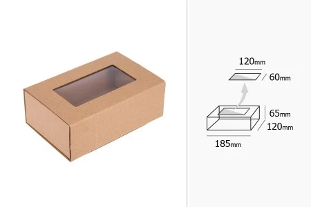Kutija na izvlačenje od kraft papira 185x120x65mm sa prozorom - 50 kom-3