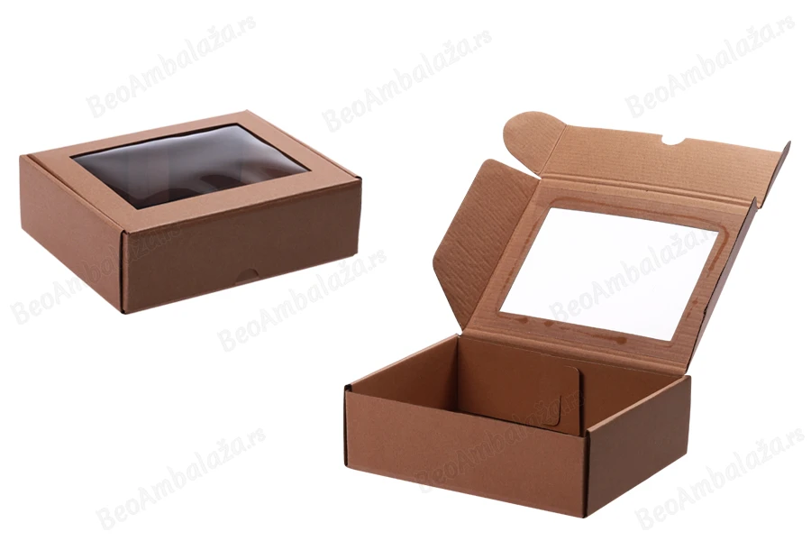 Kraft kutija za pakovanje sa prozorom 230x180x70mm - 20 kom-slika_proizvoda