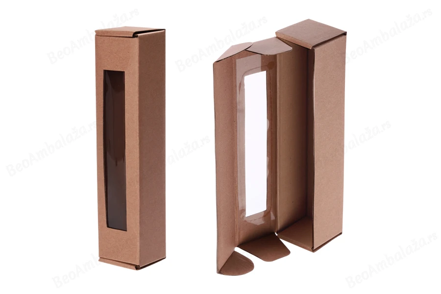 Kutija od kraft papira 55x55x250mm sa prozorom - 20 kom-slika_proizvoda