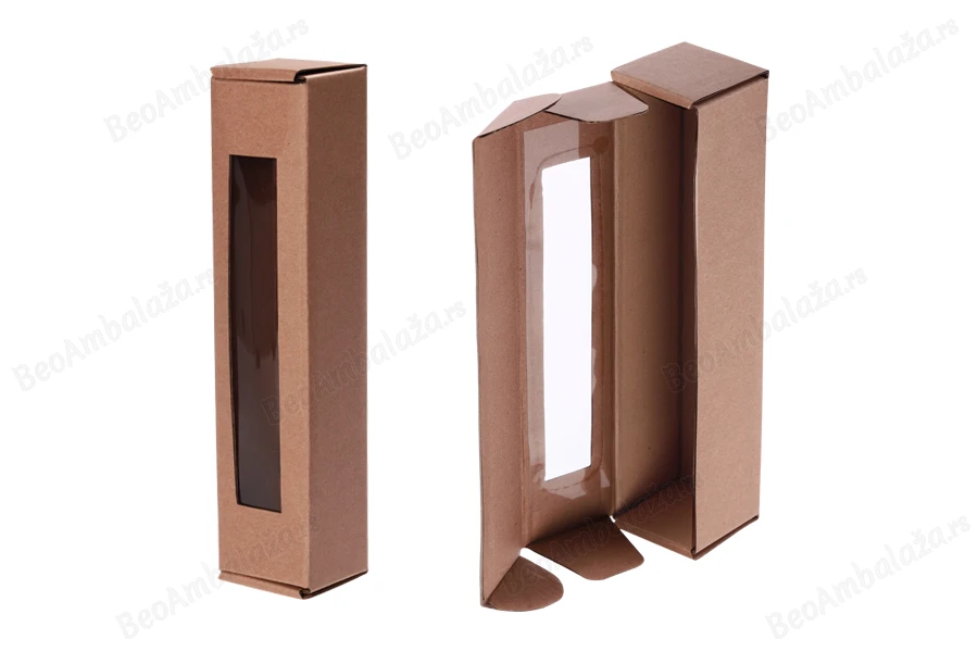 Kutija od kraft papira 55x55x250mm sa prozorom - 20 kom-slika_proizvoda