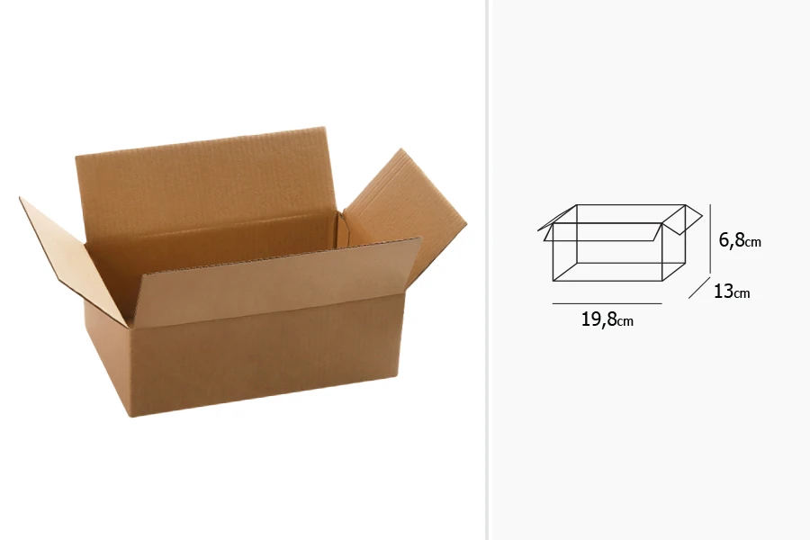 Kartonska braon kutija 198x130x68mm, od troslojnog kartona - 20 kom Kartonska braon kutija 198x130x68mm, od troslojnog kartona - 20 kom