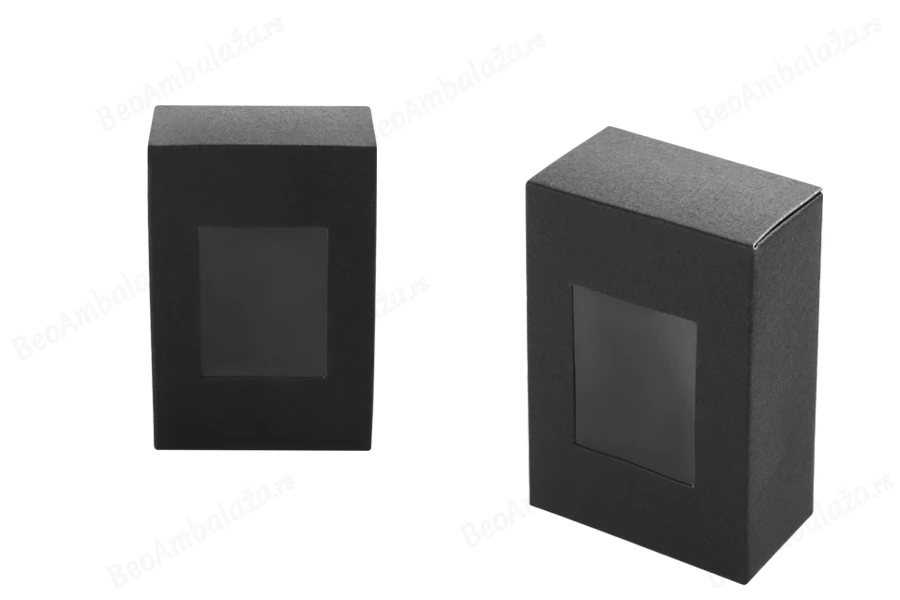 Crna kartonska kutija 55x30x80mm sa prozorom - 50 kom-slika_proizvoda