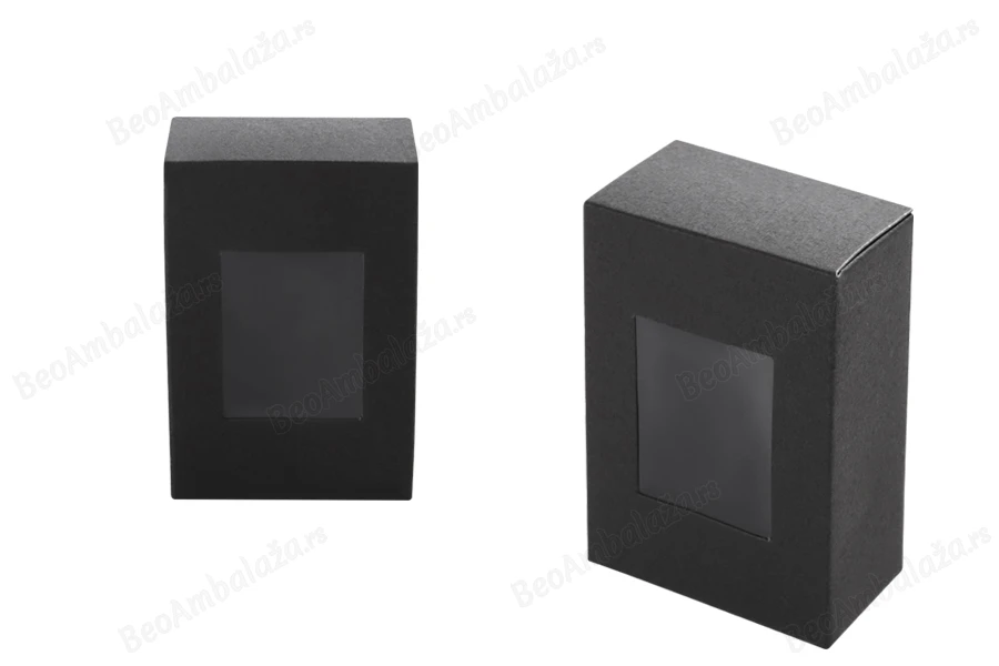 Crna kartonska kutija 55x30x80mm sa prozorom - 50 kom-slika_proizvoda