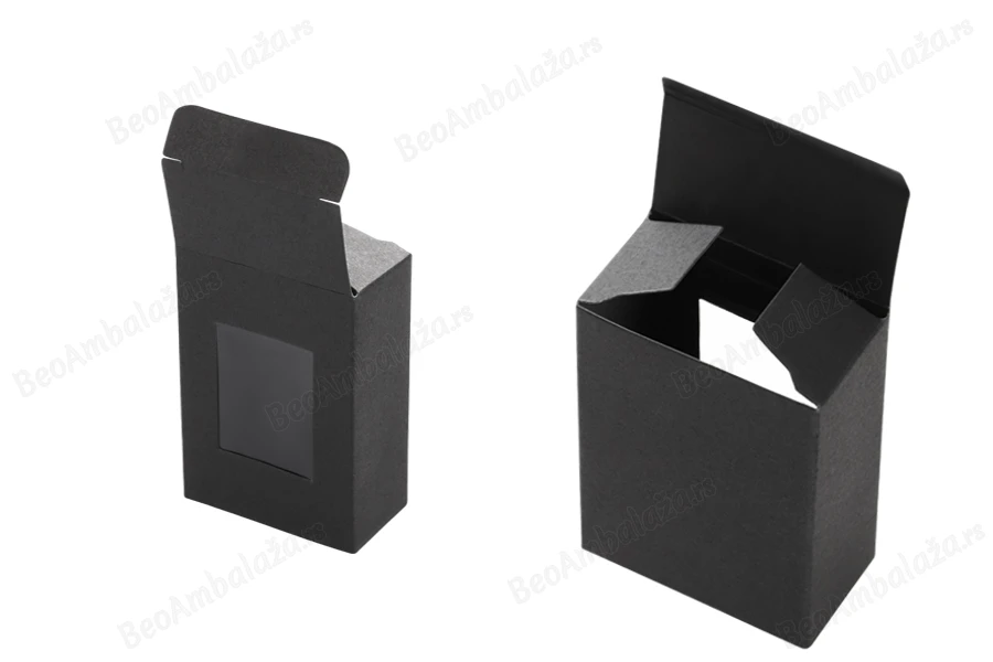 Crna kartonska kutija 55x30x80mm sa prozorom - 50 kom-grupa_slika