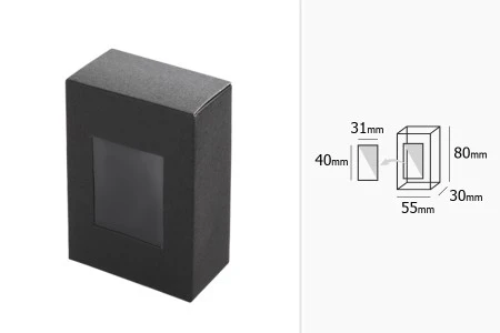 Crna kartonska kutija 55x30x80mm sa prozorom - 50 kom-2