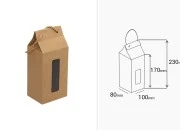 Kutija - paket za pakovanje 100x80x230mm od Kraft papira sa prozorom i ručkom od kanapa - 20 kom-dimenzije_slike