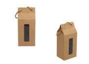 Kutija - paket za pakovanje 100x80x230mm od Kraft papira sa prozorom i ručkom od kanapa - 20 kom-slika_proizvoda