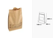 Kraft DoyPack kesice 140x60x240 mm sa zip zatvaranjem, prozorom, unutrašnjom i spoljašnjom providnom oblogom i mogućnošću termo zatvaranja  - 50 kom