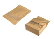 Kraft DoyPack kesice 140x60x240 mm sa zip zatvaranjem, prozorom, unutrašnjom i spoljašnjom providnom oblogom i mogućnošću termo zatvaranja  - 50 kom