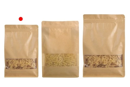 Kraft DoyPack kesice 140x60x240 mm sa zip zatvaranjem, prozorom, unutrašnjom i spoljašnjom providnom oblogom i mogućnošću termo zatvaranja  - 50 kom-3