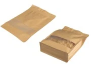 Kraft DoyPack kesice 180x80x280 mm sa zip zatvaranjem, prozorom, unutrašnjom i spoljašnjom providnom oblogom i mogućnošću termo zatvaranja  - 50 kom