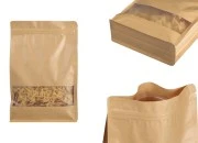 Kraft DoyPack kesice 200x80x300 mm sa zip zatvaranjem, prozorom, unutrašnjom i spoljašnjom providnom oblogom i mogućnošću termo zatvaranja - 50 kom Kraft DoyPack kesice 200x80x300 mm sa zip zatvaranjem, prozorom, unutrašnjom i spoljašnjom providnom oblogom i mogućnošću termo zatvaranja - 50 kom