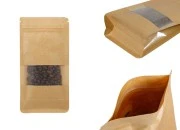 Kraft Doy Pack kesice sa "zip" zatvaranjem, ventilom, prozorom, unutrašnjom i spoljašnjom providnom oblogom i mogućnost termo zatvaranja 100x60x200 mm - 25 kom