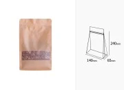Kraft DoyPack kesice sa zip zatvaranjem, ventilom, prozorom, unutrašnjom i spoljašnjom providnom oblogom i sa mogućnošću termo zatvaranja 140x65x240 mm - 50 komada
