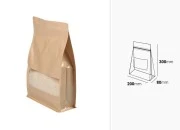 Kraft DoyPack kesice sa "zip" zatvaranjem 200x80x300 mm, ventilom, prozorom, unutrašnjom i spoljašnom providnom oblogom i sa mogućnošću termo zatvaranja - 50 kom Kraft DoyPack kesice sa "zip" zatvaranjem 200x80x300 mm, ventilom, prozorom, unutrašnjom i spoljašnom providnom oblogom i sa mogućnošću termo zatvaranja - 50 kom