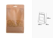 Kraft DoyPack kesice sa zip zatvaranjem, prozorom, Eurohole otvorom, unutrašnjom i spoljašnjom providnom oblogom i sa mogućnošću termo zatvaranja 160x80x260mm - 50kom