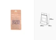Kraft DoyPack kesice sa zip zatvaranjem, ventilom, prozorom, Eurohole otvorom, unutrašnjom i spoljašnjom providnom oblogom i sa mogućnošću termo zatvaranja 100x60x200 mm - 25kom
