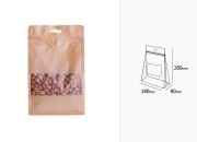 Kraft DoyPack kesice sa zip zatvaranjem, ventilom, prozorom, Eurohole otvorom, unutrašnjom i spoljašnjom providnom oblogom i sa mogućnošću termo zatvaranja 180x80x280 mm - 25kom Kraft DoyPack kesice sa zip zatvaranjem, ventilom, prozorom, Eurohole otvorom, unutrašnjom i spoljašnjom providnom oblogom i sa mogućnošću termo zatvaranja 180x80x280 mm - 25kom