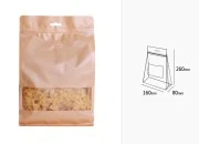 Kraft DoyPack kesice sa zip zatvaranjem, ventilom, prozorom, Eurohole otvorom, unutrašnjom i spoljašnjom providnom oblogom i sa mogućnošću termo zatvaranja 160x80x260mm - 25kom Kraft DoyPack kesice sa zip zatvaranjem, ventilom, prozorom, Eurohole otvorom, unutrašnjom i spoljašnjom providnom oblogom i sa mogućnošću termo zatvaranja 160x80x260mm - 25kom