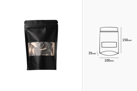 DoyPack kesice sa zip zatvaranjem, prozorom, ovalnim dnom i sa mogućnošću termo zatvaranja 100x35x150mm - 100komada-3