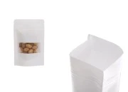 Kraft DoyPack  90x30x140mm kesice u beloj boji sa zip zatvaranjem, prozorom, ovalnim dnom i sa mogućnošću termo zatvaranja - 100kom