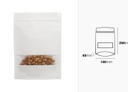 Kraft DoyPack kesice u beloj boji sa zip zatvaranjem 180x40x260mm , prozorom, ovalnim dnom i sa mogućnošću termo zatvaranja- 50kom Kraft DoyPack kesice u beloj boji sa zip zatvaranjem 180x40x260mm , prozorom, ovalnim dnom i sa mogućnošću termo zatvaranja- 50kom