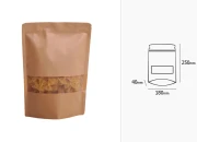 Kraft DoyPack kesice sa zip zatvaranjem i prozorom, unutrašnjom i spoljašnjom providnom oblogom, ovalnim dnom i sa mogućnošću termo zatvaranja 180x40x250 mm – 100 kom-dimenzije_slike