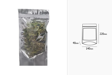 Aluminijumske DoyPack kesice sa zipom, transparetnom prednjom stranom i mogućnošću termo zatvaranja 140x40x220mm – 100kom-5
