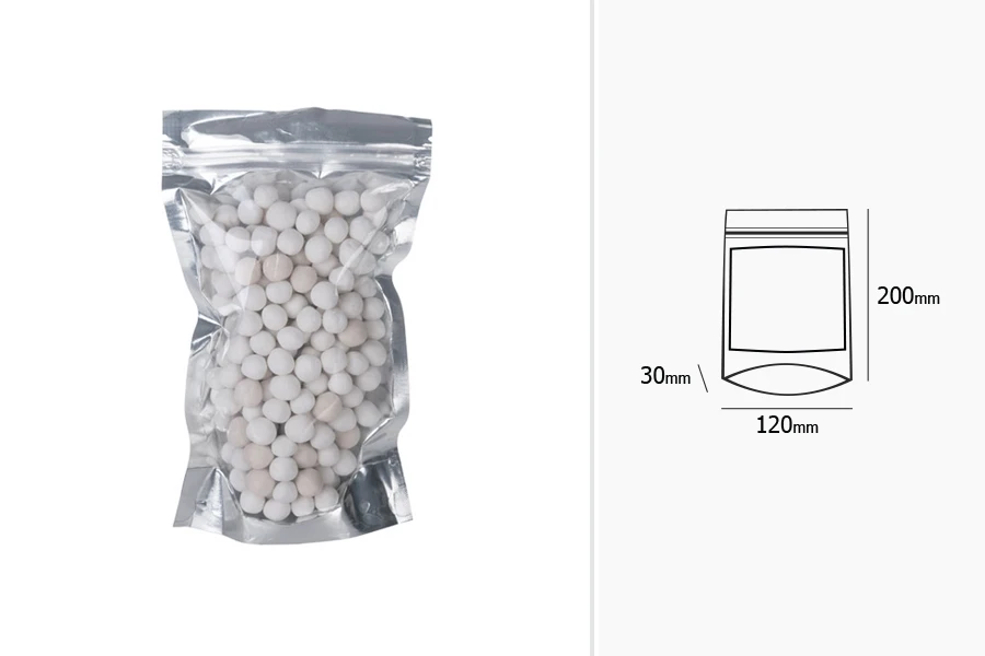 Aluminijumske DoyPack 120x30x200mm kesice sa zip zatvaranjem, transparetnom prednjom stranom i mogućnošću termo zatvaranja  – 100kom-grupa_slika