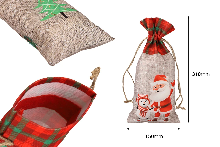Bež vrećice 150x310 mm sa Božićnim motivima i sa vezicom - 12 kom-dimenzije_slike