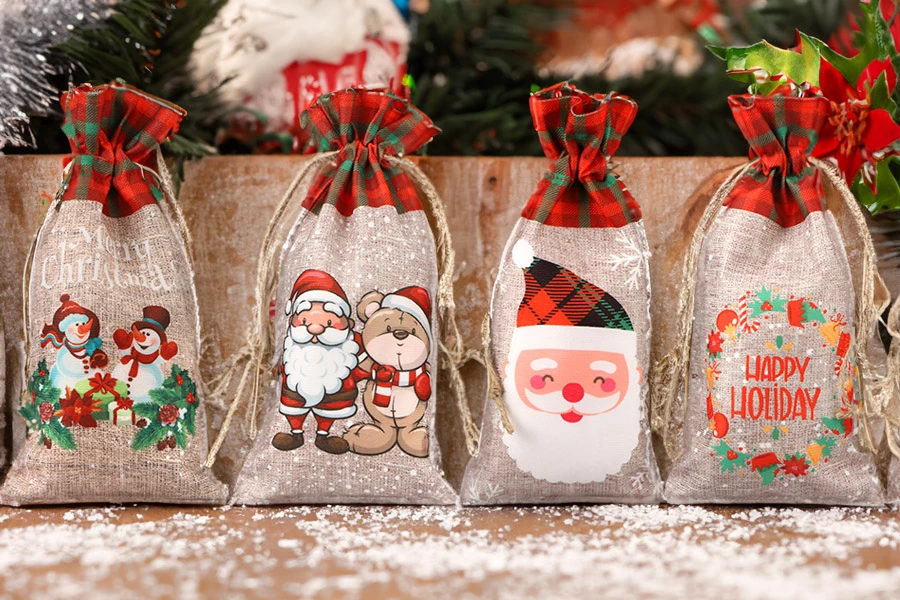 Bež vrećice 150x310 mm sa Božićnim motivima i sa vezicom - 12 kom-grupa_slika
