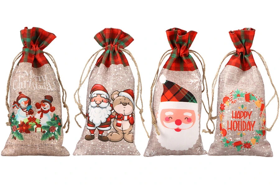 Bež vrećice 150x310 mm sa Božićnim motivima i sa vezicom - 12 kom-slika_proizvoda