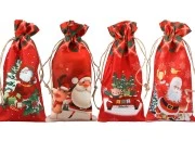 Crvene vrećice 150x310 mm sa Božićnim motivima i sa vezicom - 12 kom-slika_proizvoda