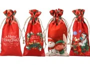 Crvene vrećice 150x310 mm sa Božićnim motivima i sa vezicom - 12 kom-grupa_slika