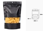 Aluminijumske DoyPack kesice sa zip zatvaranjem, prozorom, ovalnim dnom i sa mogućnošću termo lepljenja 200x50x300mm - 100kom
