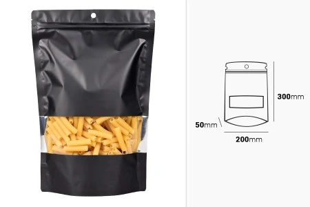 Aluminijumske DoyPack kesice sa zip zatvaranjem, prozorom, ovalnim dnom i sa mogućnošću termo lepljenja 200x50x300mm - 100kom-2