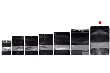 Aluminijumske DoyPack kesice sa zip zatvaranjem, prozorom, ovalnim dnom i sa mogućnošću termo lepljenja 200x50x300mm - 100kom-5