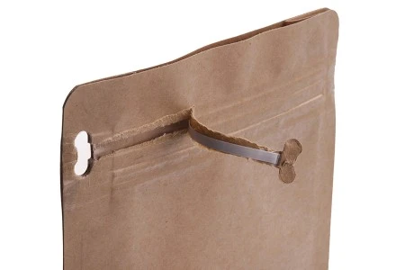 Kraft DoyPack vrećica na termo zatvaranje, sa prozorom, sigurnosnom tračicom i zipom, spoljnom i unutrašnjom providnom oblogom i četvrtastim dnom 137x66x123mm - 50 kom-8