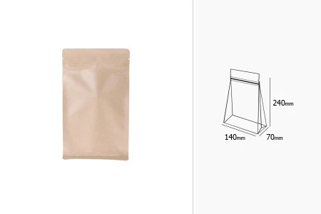 Kraft DoyPack kesice sa zip zatvaranjem, unutrašnjom aluminijumskom oblogom, četvrtastim dnom i sa mogućnošću termo zatvaranja 140x70x240 mm – 50 kom-2