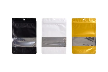 Aluminijumske DoyPack kesice sa zip zatvaranjem, prozorom, ovalnim dnom i sa mogućnošću termo lepljenja 140x40x200mm - 100kom-3