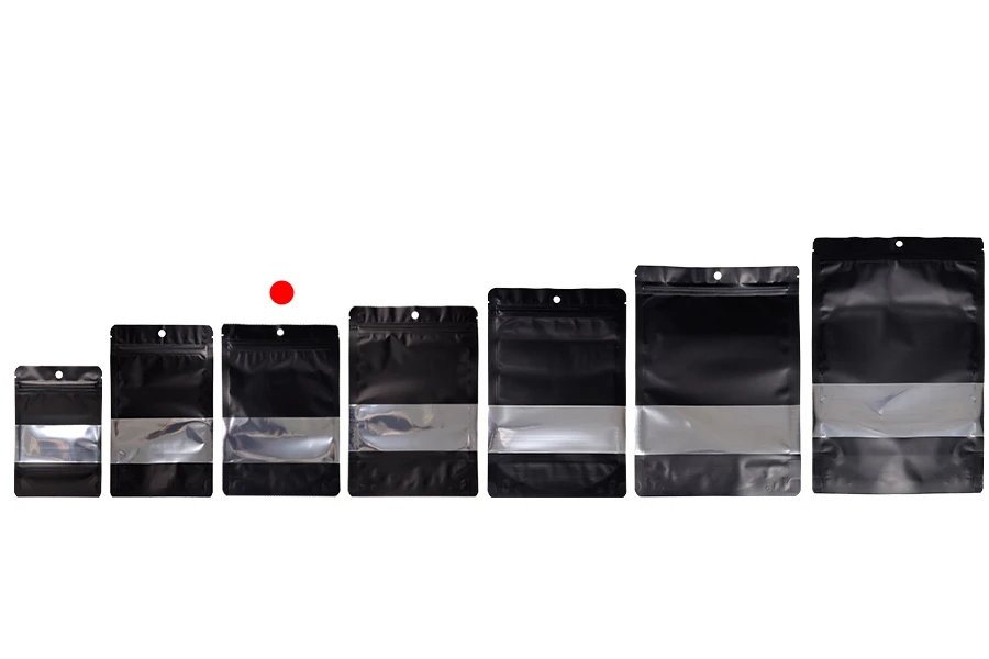 Aluminijumske DoyPack kesice sa zip zatvaranjem, prozorom, ovalnim dnom i sa mogućnošću termo lepljenja 140x40x200mm - 100kom