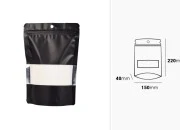 Aluminijumske DoyPack kesice sa zip zatvaranjem, prozorom, ovalnim dnom i sa mogućnošću termo lepljenja 150x40x220mm - 100kom-dimenzije_slike
