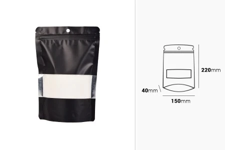 Aluminijumske DoyPack kesice sa zip zatvaranjem, prozorom, ovalnim dnom i sa mogućnošću termo lepljenja 150x40x220mm - 100kom-2