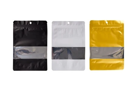 Aluminijumske DoyPack kesice sa zip zatvaranjem, prozorom, ovalnim dnom i sa mogućnošću termo lepljenja 150x40x220mm - 100kom-3